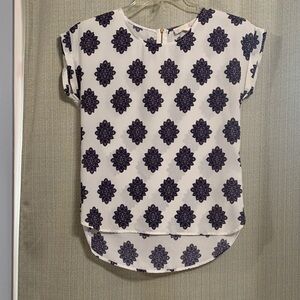 Pink Republic White and Black Floral Blouse